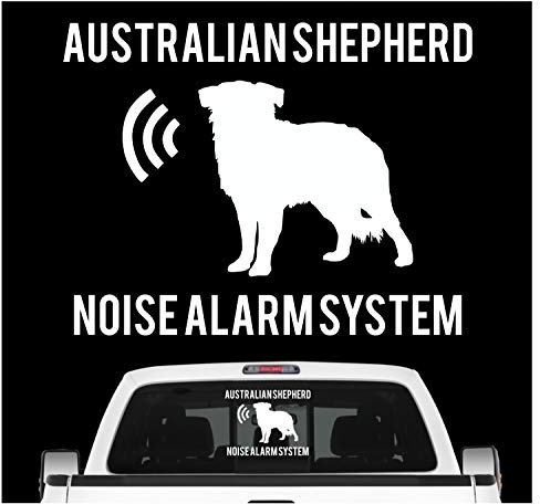siviwonder Australian Shepherd Noise Alarmsystem Auto Aufkleber Hund Folie Aussie Blue Merle Farbe Weiß, Größe 20cm