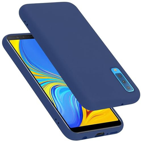 Cadorabo Hülle kompatibel mit Samsung Galaxy A7 2018 Hülle Silikon Handyhülle für Galaxy A7 2018 Case aus flüssigem Silikon- Kratzfeste und stoßfeste dünne TPU Schutzhülle - Liquid BLAU