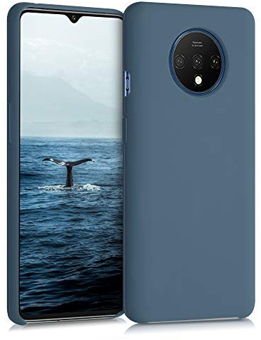 kwmobile Hülle kompatibel mit OnePlus 7T Hülle - Silikon Handy Case - Handyhülle weiche Oberfläche - kabelloses Laden - Dunkler Schiefer