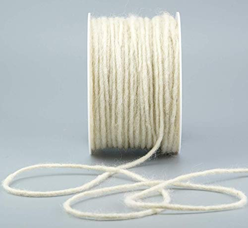 finemark 80 m x 3-4 mm Wollkordel NATURWEISS Wollweiss Wolldocht Ivory Creme Hell Kordel 100% Wolle Filzband Dekoband Schleifenband Geschenkband Filzkordel Wollschnur Wollband Bastelwolle