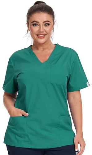 JONATHAN UNIFORM Kasacks Damen Pflege 3 Taschen Arzt Kostüm Kurzen Ärmeln | Schlupfkasack Damen Medizinische Berufsbekleidung V-Ausschnitt, Arzt Kittel für Arzt, Krankenhaus, Altenpflege, Zahnarzt