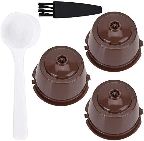 3 morceaux de capsule de café réutilisable pour rendre la mousse de la capsule de café plus riche, avec 1 cuillère en plastique et 1 nettoyage