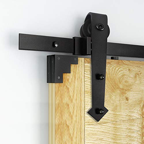 EINFEBEN Schiebetürsystem Schiebetürbeschlag Set 183CM Pfeilform Laufschiene für Schiebetüren 0,9M Track Rail Länge Holz- Glasschiebetür Komplettset Gewichtskapazität 150kg Schiebetür Schiene Set