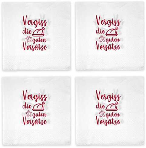 Papierservietten Servietten-Set 3-lagig Größe 33 x 33 cm (4 Pckg. Vergiss die guten Vorsätze)