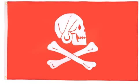 AZ FLAG - Bandera Pirata Henry Avery Rojo - 90x60 cm - Bandera con Calavera 100% Poliéster con Ojales de Metal Integrados - 50g - Colores Vivos Y Resistente A La Decoloración
