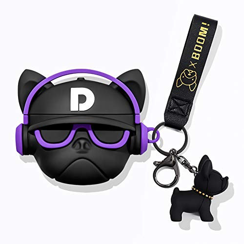 Kompatibel mit Airpods-Hülle, Silikon 3D Cute Animal Bulldog Fun Cartoon Charakter Airpod Cover, Kawaii Funny Fashion Cool Design Skin, Stoßfeste Hüllen (für 2021 New 3rd, Hiphop Blue Bulldogge)