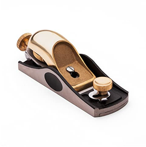 Kings County Tools Low Angle Cast Iron Block Plane | 1/8 Blade with Brass Knobs and Cap | Make Thin Wood Shavings | Made in India