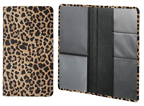 POLERO Leopard Auto Registrierung & Versicherungshalter Leder Auto ID Halter Gepard Fahrzeug Handschuhfach Organizer Brieftasche Etui