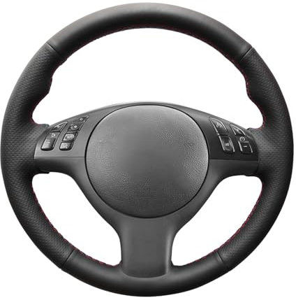 MEWANT Handgenähter Schwarzer Kunstleder Lenkradbezug für E36 E46 E39 M3 M5 330i 540i 525i 530i 330