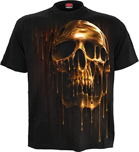 Spiral Dripping Gold Männer T-Shirt schwarz S 100% Baumwolle Halloween, Horror, Rockwear, Totenköpfe