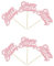 24Pcs Happy Birthday Cupcake Toppers Pink Glitter Birthday Cupcake Food Picks for Celebrating Happy Birthday Party Cake Decorations Supplies
