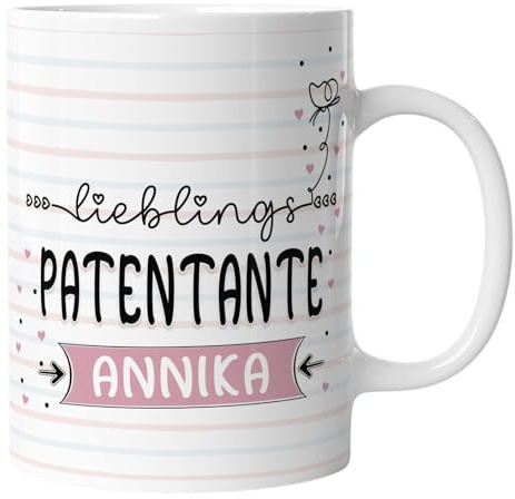 timalo® Tasse Lieblings Patentante mit Namen bedrucken lassen | Personalisierte Namenstasse mit Wunschname zum Geburtstag Geschenktasse für Frauen | mug-li1-24