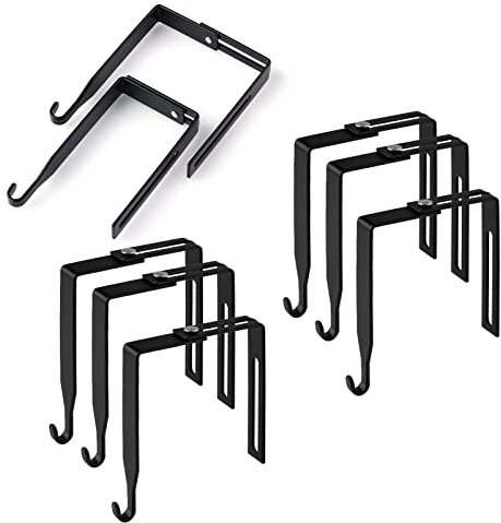 AIEX 8stk Verstellbare Schrankhaken, Metall Haken Aufhängen Türhaken zum Aufhängen Universelles Trennwand-Aufhänger-Set, Passend Paneele mit 3,5cm bis 8,9cm Dicke (Schwarz)