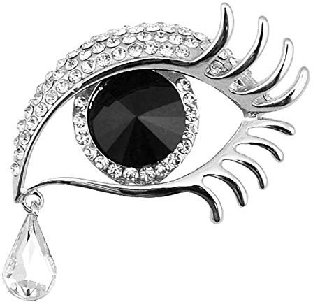 Broschen Damen Brosche Pins Vintage Kristall Engel Tränen Brosche für Hochzeit Party Weihnachten Xmas Decor Silber Rand + Schwarzes Auge Entzückende
