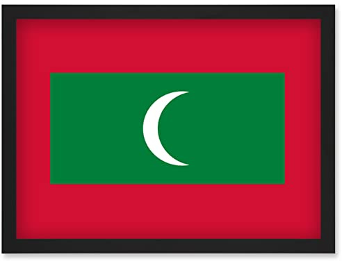 Artery8 Maldives National Flag Patriotic Vexillology World Flags Country Region Poster Artwork Framed Wall Art Print A4