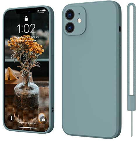 ElestBela iPhone 12 Hülle Silikon Case, Hanyhülle iPhone 12 Ultra Dünn Slim mit Microfiber, Kratzfeste Rundumschutz Case Schutzhülle Hülle für iPhone 12 6.1'' Kühl Grau