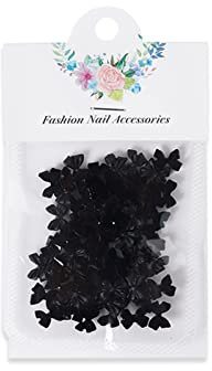 Worparsen Nail Art Bow Solid Color Bow Fingernail Manicure Decoration DIY Non-Fading Black