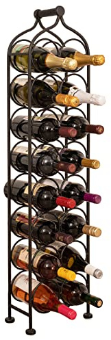 Biscottini Weinflaschenhalter aus Schmiedeeisen | Wasser- und Weinflaschenhalter 105 x 13 x 25 cm | Weinregal für den Boden 16 Flaschen