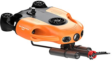 Youcan Robot BW Space Pro Max Underwater Drone with Robotic Arm Claw 4K UHD Camera Remote Control Dive to 330ft Real-Time Viewing Stable Signal RC Submarine,ROV (Orange with Tether of 150m)