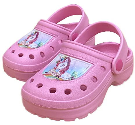 CARTOON Pantofole Unicorno, Ciabatte per Bambino, Croc, con Cinturino ruotabile, per Spiaggia, Piscina, casa, Rosa