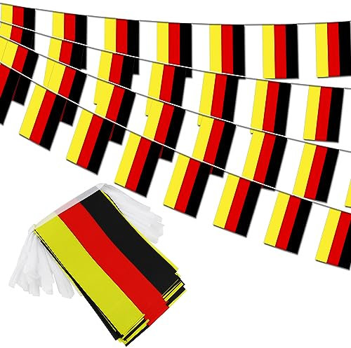 Deutschland String Flag Wimpel Banner - 38 Flaggen, 42 Fuß Kleine Mini Deutsche Flaggen Wimpelkette Banner für Landdekoration, Schule, Party, Sportveranstaltungen