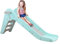 Toboggan Interieur Enfant avec Panier de Basket, 190CM Toboggan Enfant Bebe, Exterieur Toboggan de Jardin avec Poignées et Escaliers, Toboggan pour Aire de Jeux Intérieure Extérieure, Bleu-Gris