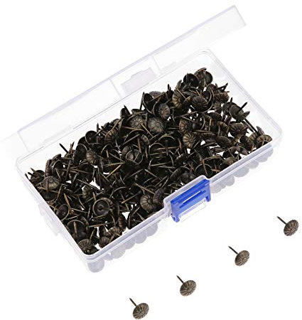 Punaises, punaises d'ameublement, 200 pièces 11 * 17 mm en alliage de zinc décoration de meubles clous de tapisserie d'ameublement bijoux étui en bois canapé clou goujon punaise clou de porte avec boî