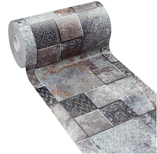 emmevi Alfombra de cocina de goma PVC suave antimanchas para pasillo, antideslizante, antihilado, lavable, 51 x 300 cm, dis_C