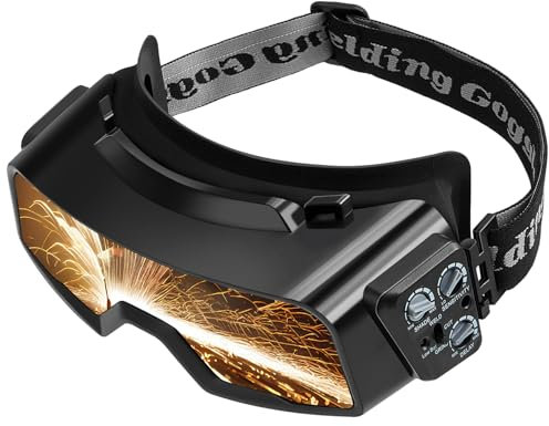 Saysurey Schweißbrille für Herren, automatische Verdunkelung, Sichtbereich, 12 x 3,5 cm, montierbar, verstellbar, Schneidbrenner, Brille für WIG, MIG, ARC Schleifen, Maske nicht im Lieferumfang