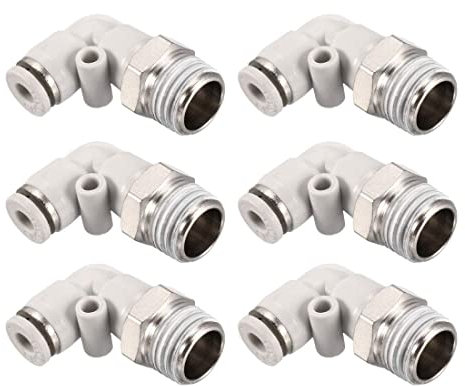 XYWHPGV Poussoir pneumatique pour connecter raccord de tube coude mâle 4mm Tube OD X 1/4PT filetage 6 pièces(8334b a8c7a 4adfe 79a5d ed56b 340b1