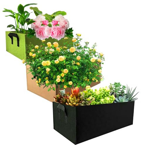 Lot de 3 Sac de Plantation, Sacs à Plantes Non tissé avec Poignées, Sac Pomme de Terre, Sac Plantation Réutilisable pour Cultiver Pommes de Terre et Tomates, Jardinieres Exterieur