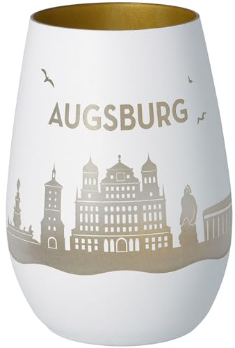 Goodtimes Windlicht Augsburg Skyline (Weiß & Gold)