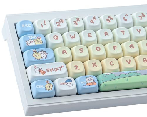 TYRIXKI PBT Keycaps 145 Keys MOA Profile Cute Keycap Dye-Sublimation Kawaii Anime Keycaps for Cherry Gateron MX Switches Mechanical Keyboards