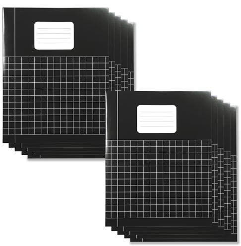 DULA Schulhefte, A5 Kariert 10 mm, Schwarz, 10 Stück, Schulheft geruit