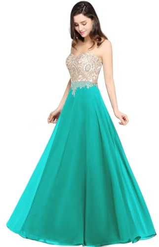 Misshow Robe de Soirée Cocktail Promo Demoiselle Honneur pour Fête Cérémonie Anniversaire Bal Mariage Turquoise 36