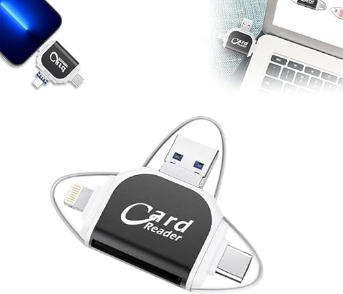 4-in-1 Multifunctional Card Reader, Multi-Port 4 In1 Universal Sd Tf Card Reader, 2024 New 4 In 1 Universal Card Reader, Multifunctional Card Reader For Type-C (Black)