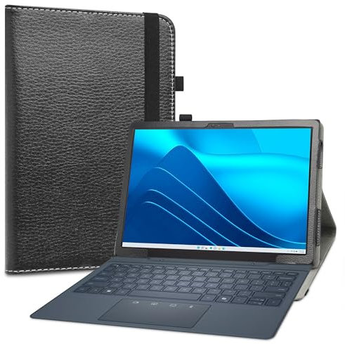 LiuShan Kompatibel mit Dell Latitude 7350 abnehmbare Schutzhülle, PU-Leder, schmal, klappbar, mit Standfunktion, für Dell Latitude 7350 (13 Zoll) Tablet (Nicht für andere Tablets geeignet), Schwarz