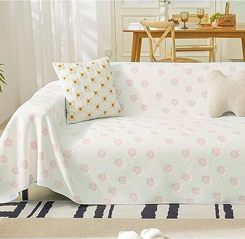Bishilin Überwurf Sofa Katzenschutz 210x300CM, Sofabezug Ecksofa 3 Sitzer mit Rosa Blumen Couchbezug Eckcouch Universal