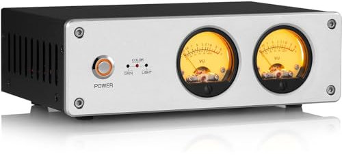 Dual Analog VU Meter Audio Switcher Box mit RGB Schallpegelanzeige für Heimkino - DB-Panel-Display, Farb-/Helligkeitseinstellung