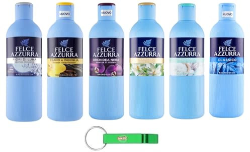 Felce Azzurra Bagnodoccia, set di test gel doccia 6 x 650 ml + portachiavi Beni Culinari
