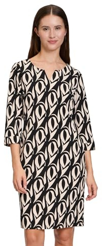 Cartoon Damen Casual-Kleid mit Muster 40, Weiß/Schwarz