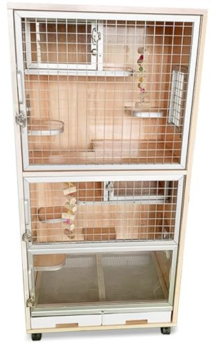 Kleintierkäfige Chinchillakäfig Groß mit Rädern, Meerschweinchenkäfige mit Mülleimer, Rattenkäfig mit Eisnest Zum Kühlen Der Tiere, Verhinderung des Kauens(60x40x120cm)