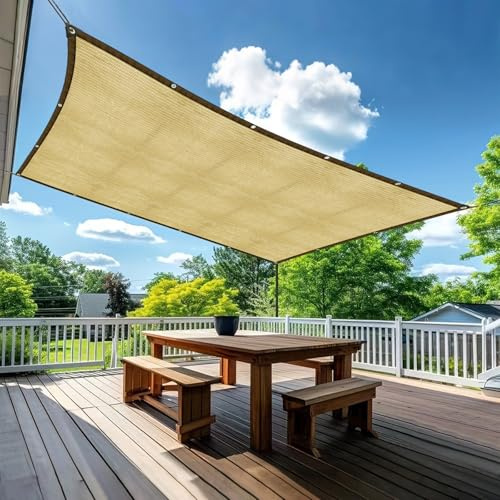 Schattierungsnetz,Schattiernetz mit ösen, 95% Shading Rate UV-Beständiges für Pflanzenschutz Gewächshaus Scheune oder Zwinger，2x1m Beige