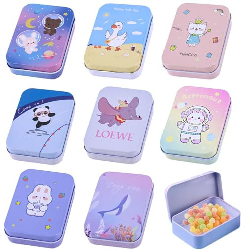 Prmape 8 Latas de Metal Con Tapa, 90 x 65 x 25 mm, Caja Para Objetos Pequeños y Proyectos de Manualidades