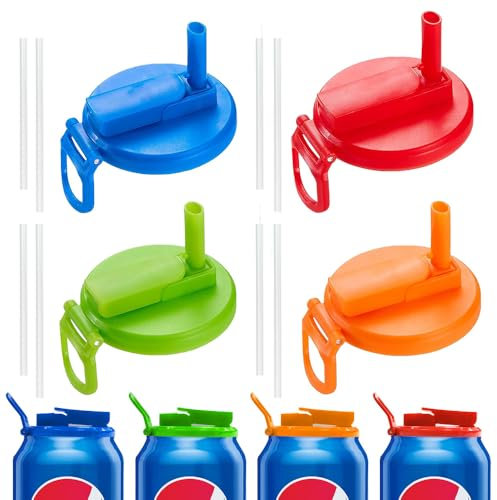 Deckel Für Energy Dosen Mit Strohhalm,4 Stück Dosendeckel Mit Strohhalm,Getränkedosen Deckel Verschluss,Dosen Strohhalm Aufsatz,Soda Can Lid Cover With Straw,Dosendeckel Für Limonade,Cola
