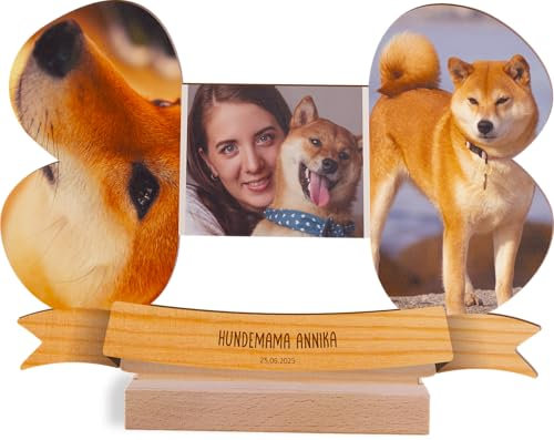 Hundemama Personalisiertes Holzbild - Fotomosaik Geschenk für Männer, Frauen und Kinder - Hundehalter Geburtstagsgeschenk
