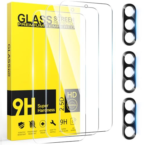 Niphabe 3 Pièces Verre Trempé pour Samsung Galaxy A56 5G avec 3 Pièces Caméra Arrière Protecteur, Ultra Résistant Film Protection écran, sans Bulles Film Protection écran avec A56 5G 6.7