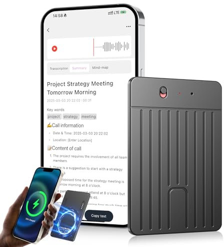 AI Digital Voice Recorder, 64GB Voice Recorder OpenAI Audio Transcription, Translate & Text Summary, Support 58 Languages, App Control Applicable to Lecture, Meeting, Class, Interview, 30g Ultralight