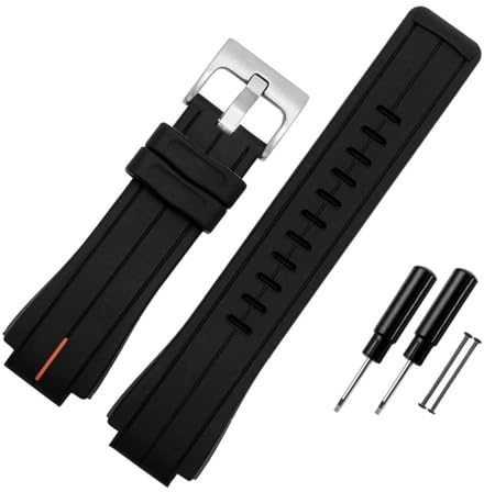 LMPVPDGADZ Bracelet de montre en caoutchouc de Silicone 24 * 16mm Joint convexe noir rouge Orange blanc lignes bleues hommes bracelet de montre adapté for Timex T2N720 T2N721 T2N739