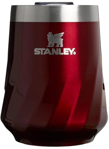 Stanley The Reserve Textured Wine Tumbler | 11oz | Splash-Proof Lid | Cold Drinks & Cocktail Cup | Insulated Stainless Steel Wine Glass | Garnet Shine
